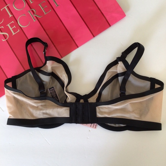 VICTORIA SECRET BLACK NUDE LINED DEMI BRA 34DD NWT - Picture 9 of 16